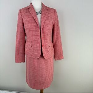 New York & Company Vintage Pink Tweed Blazer Pencil Skirt Suit Set Sz 8/10 NWT